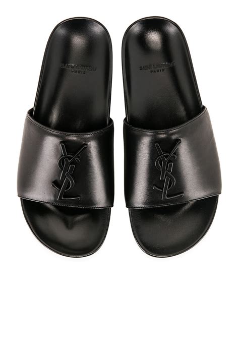 ysl joan|SAINT LAURENT Lambskin Joan Slide Sandals Black.